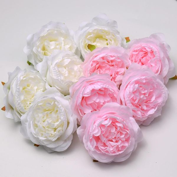 

30pcs/lot 10cm large artificial white peony rose silk flower heads diy wedding decoration wreath scrapbooking craft fake jllfnq