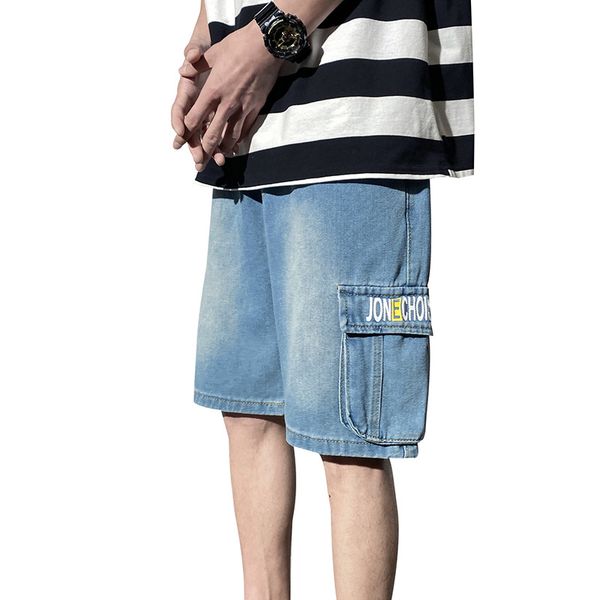 

2020 jean more size will see five-point cutouts fashion cotton mark work done with casual pants tools new tube broad japanese shorts, White;black
