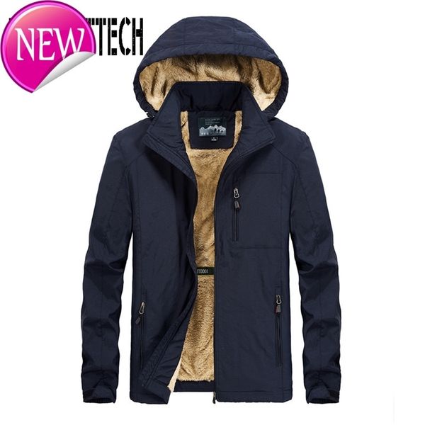 

plus size 5xl 6xl winter jacket men 2019 new fashion hooded warm wool liner mens jackets and coats windproof male parkas outwear, Black