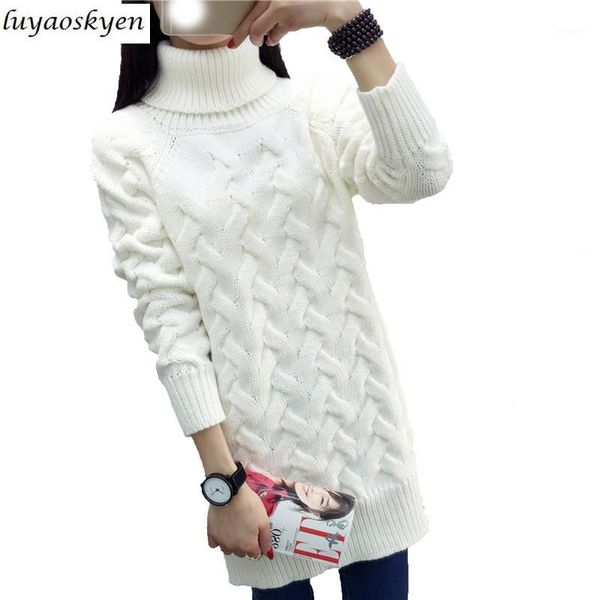 

2020 spring autumn winter sweater women thick loose high collar long sweater feminine long sleeve bottoming pullovers female1, White;black