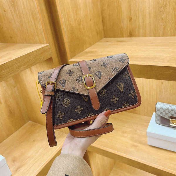 

2022 factory wholesale niche texture women's new fashion print contrast single shoulder leisure versatile messenger bag