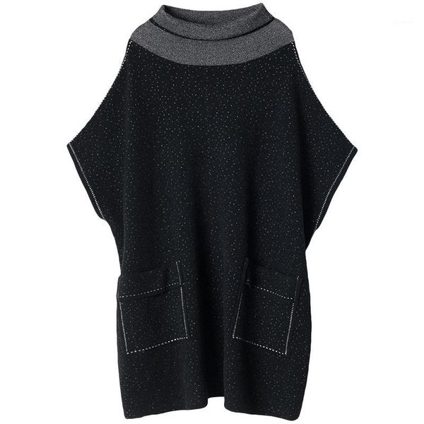 

women knitted sweater spring new medium long size large knitwear autumn loose pullover bat sleeve wool sweater j1881, White;black