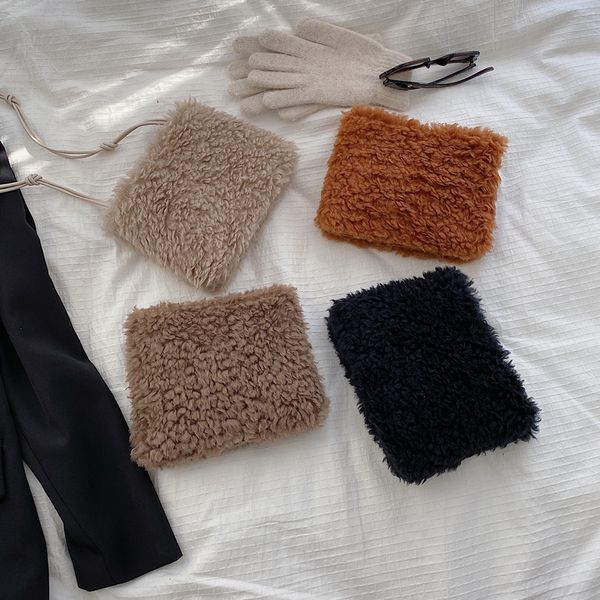 

2020 new faux hair mini women bag teddy fur ladies shoulder bag female knotted strap crossbody phone bag whole sale c1223