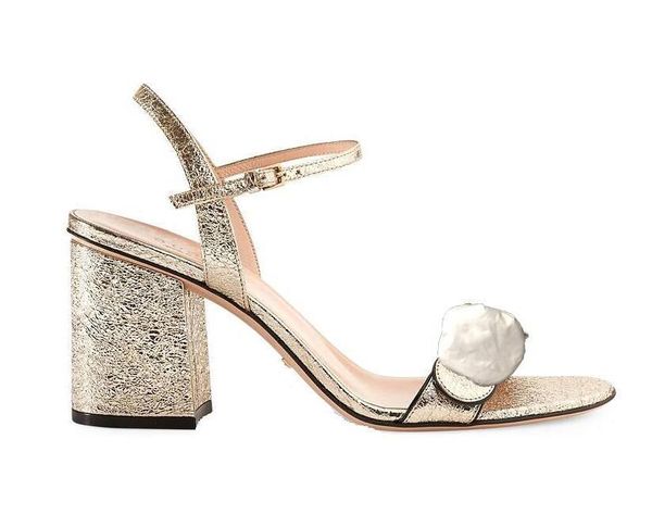 

classic high heeled sandals coarse heel leather suede woman shoes metal buckle for parties occupation sanda, Black