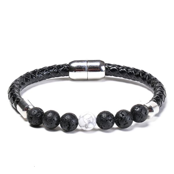 

factory0n62black bracelet bead leather chakra rope men bracelets magnetic buckle
