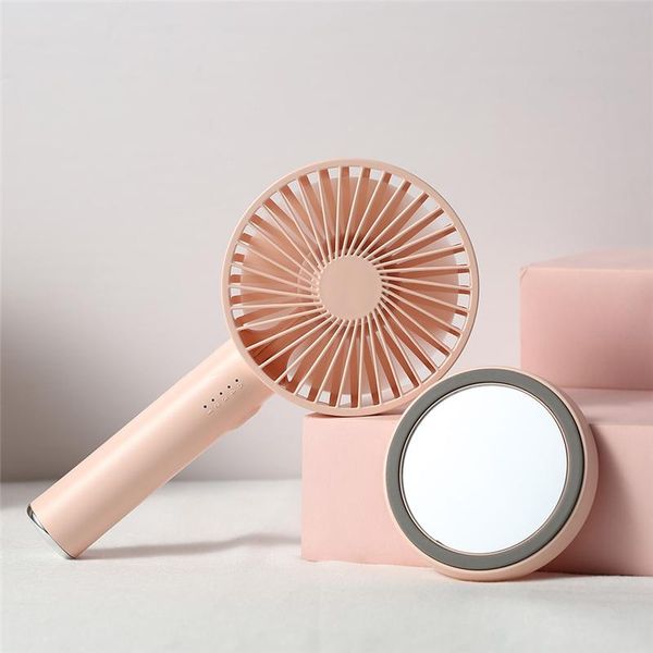 

ruinuokai 2000mah rechargeable handheld fan 5 gears natural wind noiseless usb mini fans outdoors air cooling with mirror base