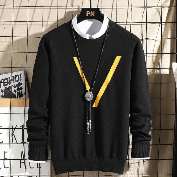 

movokaka sweater men 2020 casual plus size pullover men slim fit long sleeve autumn winter sweater knitted cotton pull homme top, White;black