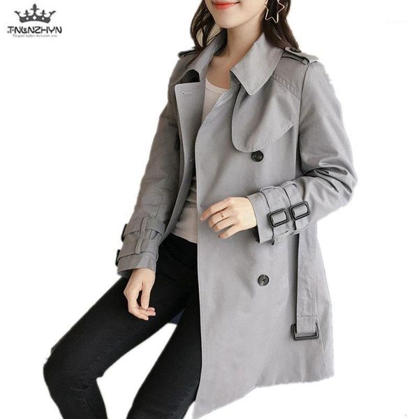 

tnlnzhyn autumn new women clothing windbreaker overcoat fashion loose big yards long-sleeved female high-end trench coat qw151, Tan;black