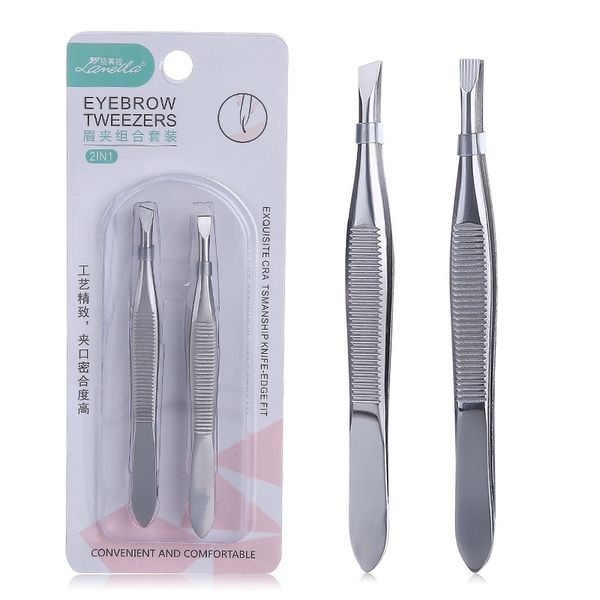 

2pcs/set professional stainless steel hair removal clip eyebrow face hair remover tweezers makeup tool pinset 0729