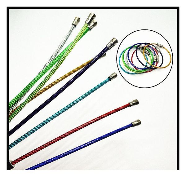 

2.m wire diameter stainless steel keychain tag rope cable loop screw lock gadget ring key keyring circle camp rope jllnno