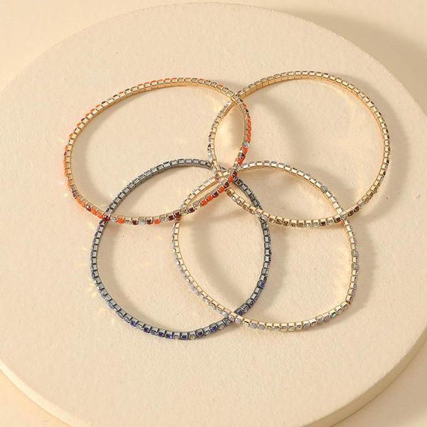 

simple hand jewelry multicolor crystal bracelets bangles for women elastic bracelet female accessories bransoletka damska, Golden;silver