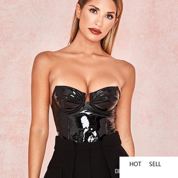 

women pure color jumpsuits fashion panelled female strapless rompers casual slim ladies backless apparel, Black;white