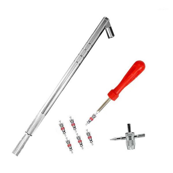 

multi-function tire repair tools zinc alloy valve cores core remover electroplated iron stem puller 4-in-1 tool for car bike1