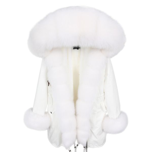 

2021 new real woman fox fur coat hood parka warm winter jacket ithz, Black
