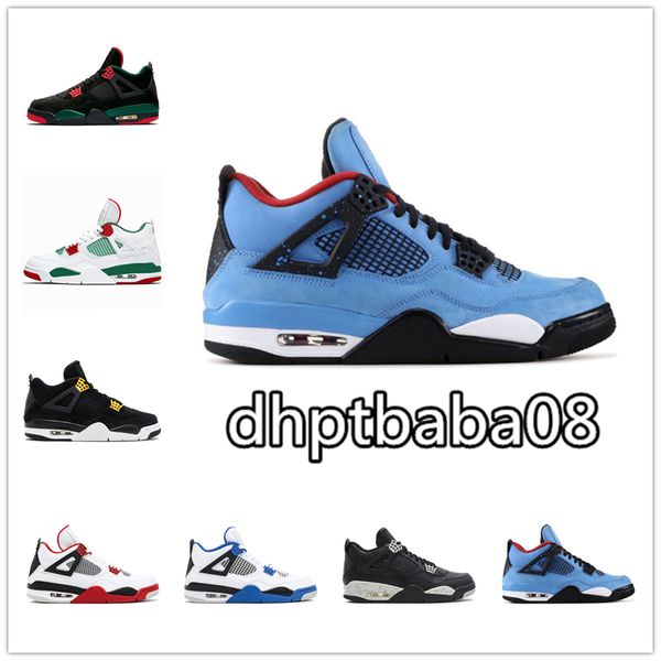 

4 4s paris white x bred sail neon black cat jumpman basketball shoes metallic green trainers union noir cactus jack men sports sneakers, White;red