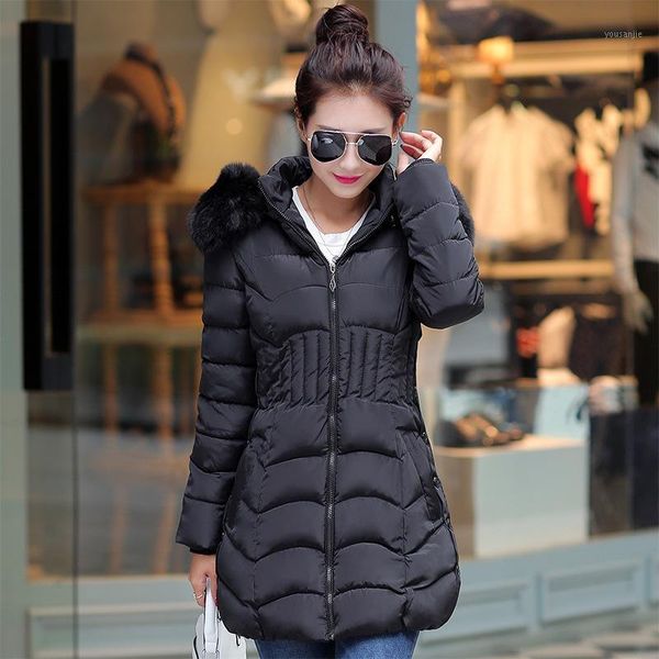 

2019 women winter hooded warm coat plus size black/gray cotton padded jacket female long parka womens wadded jaqueta feminina1