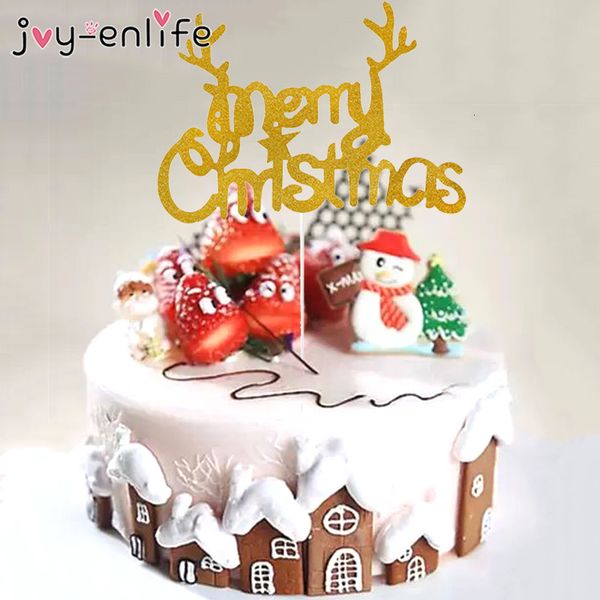 

2021 er santa claus merry flags christmas new year party decoration xmas cake flag
