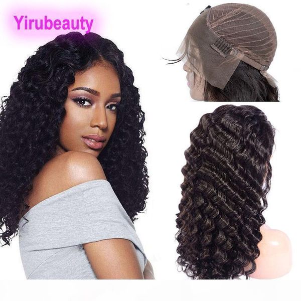 

brazilian human hair 13x4 lace front wigs deep wave curly pre plucked virgin hair products lace wigs with baby hair 8-30inch, Black;brown