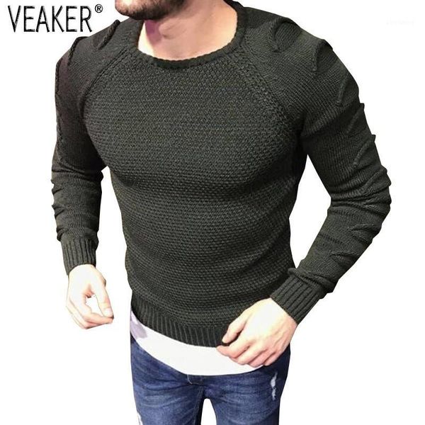 

2018 new men's autumn sweater ripped knitted pullover men's skinny high street sweaters o-neck slim fit sweater pullovers1, White;black