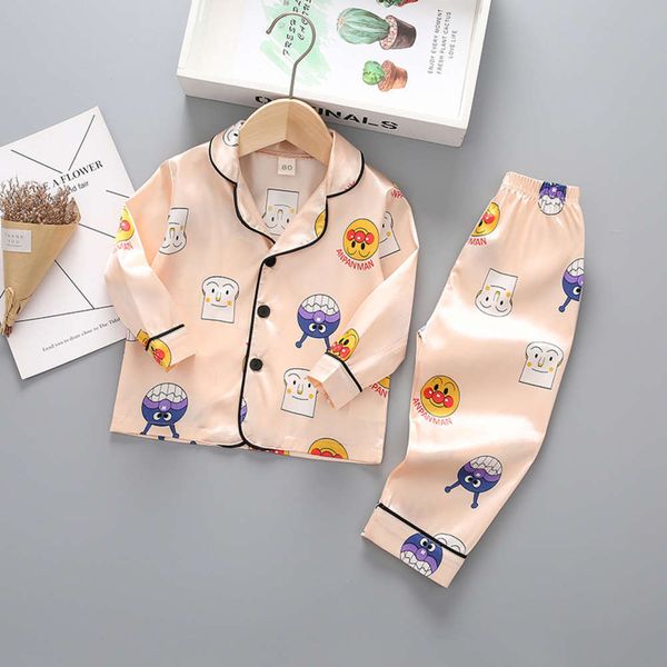 

2020 new korean trousers children's long sve pajamas set t49t, Blue;red