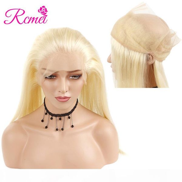 

rcmei 613 blonde straight indian hair 360 lace frontal closure with baby hair 100% human hair part pre plucked 10-20inch 1pc only, Black;brown