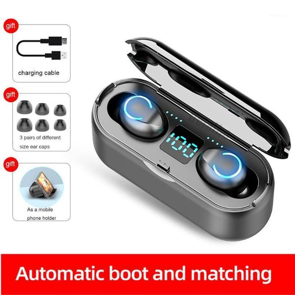 

new f9 tws wireless headphones bluetooth 5.0 touch earphone hifi mini in-ear sports running headset support android smart phone1