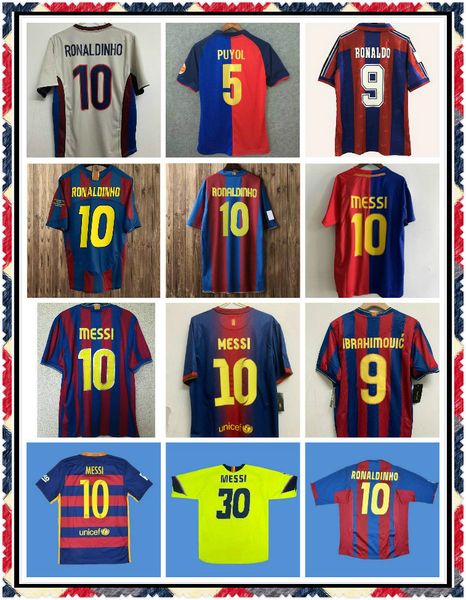 

retro soccer jersey 96 97 07 08 09 10 11 xavi ronaldinho ronaldo rivaldo guardiol a.iniesta messi maillot de foot 1899 1999 rivaldo 82 84, Black;yellow
