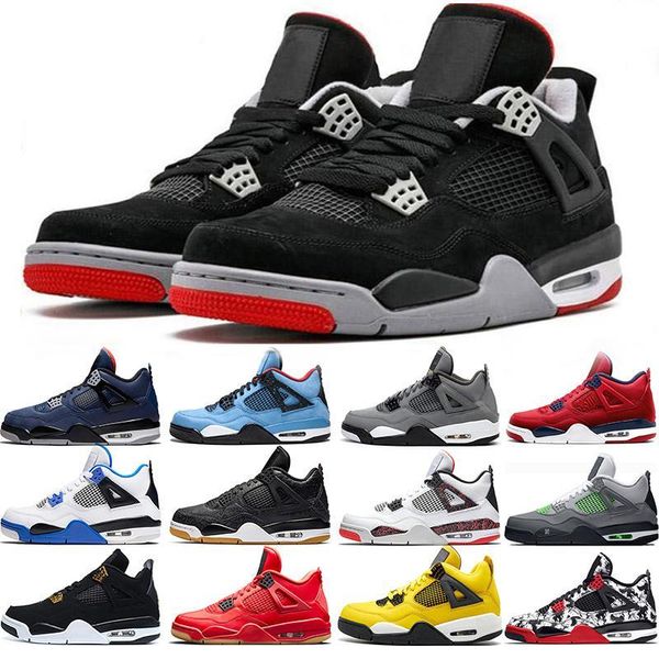 

2020 bred black cat 4s basketball shoes jumpman 4 men mens white cement encore wings fire red singles sneakers iv pure money trainers
