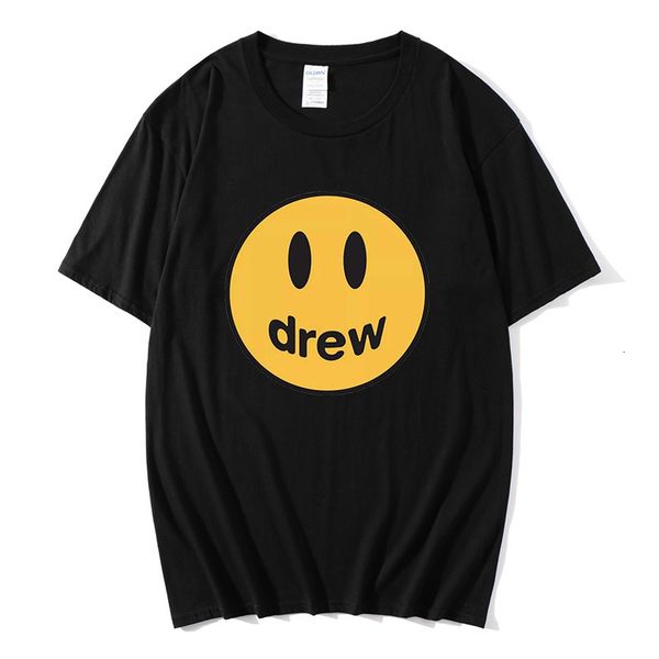 

hip hop men's oversized t shirt summer graphic t shirt drew justin bieber smiley t-shirt men itself cotton couple tee camiseta, White;black