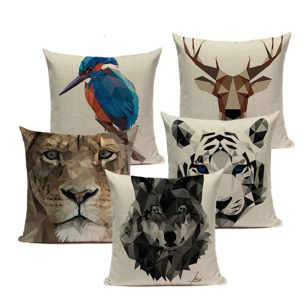 

animal cushion home decor geometry bear tiger fox print cushion cover 45cmx45cm square dropshipping throw pillows