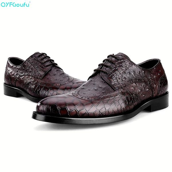 

qyfcioufu из натуральной кожи формальное крокодил pattern мужчины платье обувь высокого качества итальянский ручной роскоши конструкторы vin, Black
