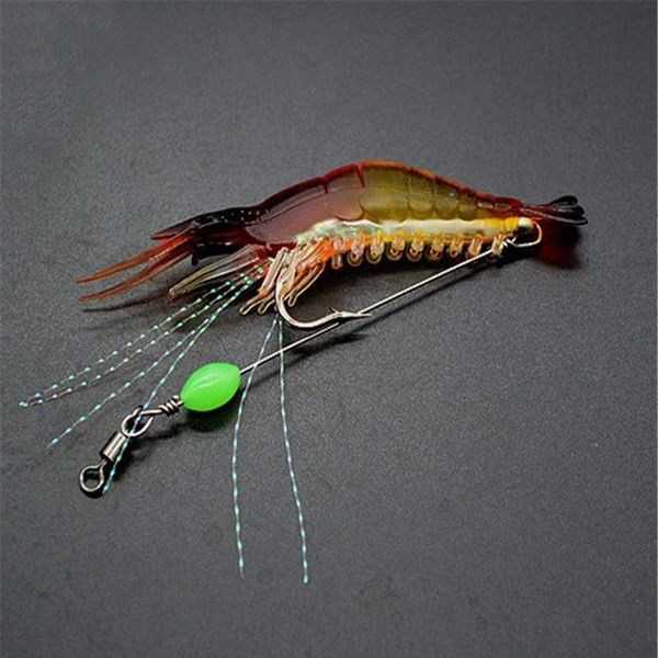 

7pcs/lot 8cm 5g luminous shrimp sil soft artificial bait with hooks swivels anzois para pesca sabiki rigs fishin bbydyb