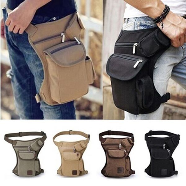 

men canvas drop leg bag waist fanny pack belt hip bum travel multi-purpose messenger purse pouch thigh fanny bags