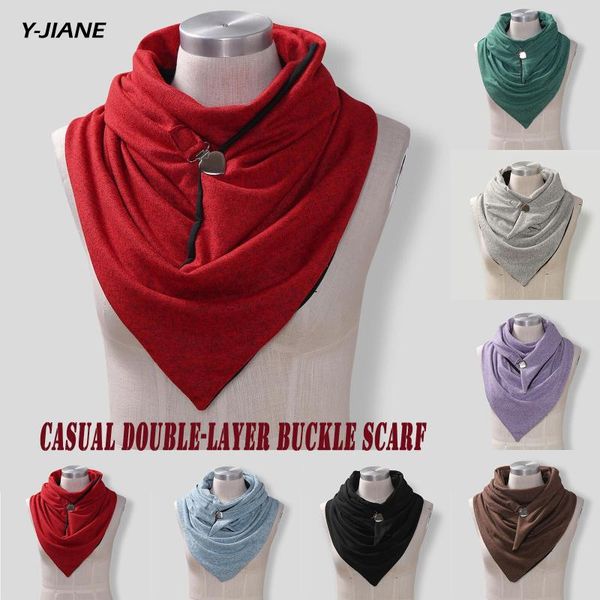 

scarves casual warm shawls scarf women 2021 fashion winter soild button soft wrap foulard femme#g3, Blue;gray