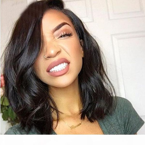 

full lace human hair wigs short bob cut brazilian body wave pre plucked lace front bob human hair wigs for black women, Black;brown