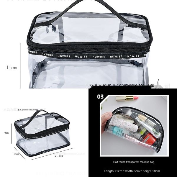 

phwh0 new new three-piece makeup bag pvc storage wash women's bag waterproof set transparent portable travel cosmetic three-piece set l