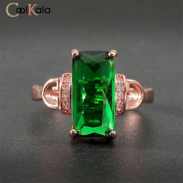

coolkala new fashion rectangular tourmaline open luxury living ring, Slivery;golden