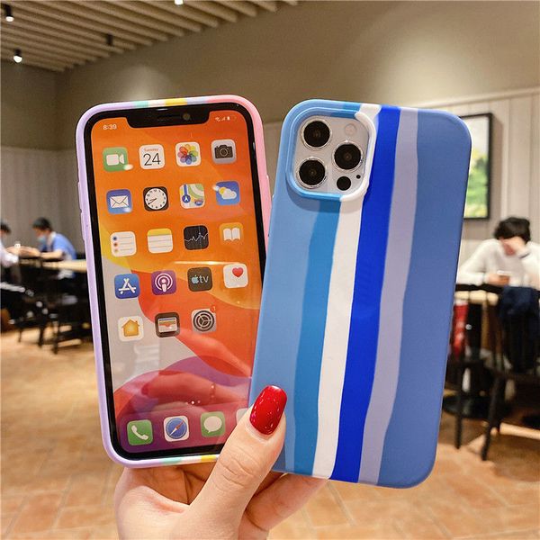

rainbow liquid silicone compeate phone case для iphone 11 12 pro max mini x xs xr 7 8 плюс se 2 мягкая крышка