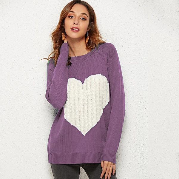 

women's sweaters sweater love heart knit loose long sleeve women winter woman casual pullover pull femme streetwear, White;black