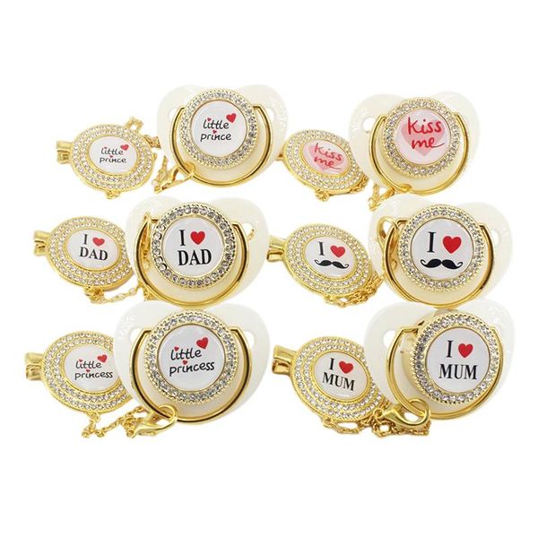 

pacifiers# baby pacifier and clips golden bling silicone infant nipple soother i love mum dummy shower gifts born