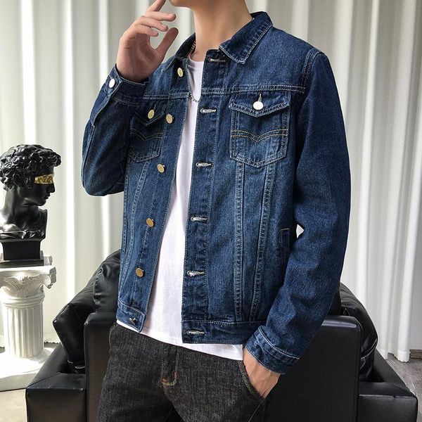 

2021 spring autumn denim coats men cotton jacket jean outwear male cowboy denim loose korean casual clothes hip hop streetwear, Black;brown
