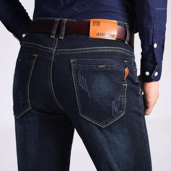 

men's jeans 2021 men autumn winter business casual light blue elastic force fashion denim trousers male brand pants1