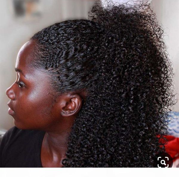 

100% human hair ponytail for black women coily curly afro kinky texture exactly match 120g drawstring ponytail clips natural hair extension