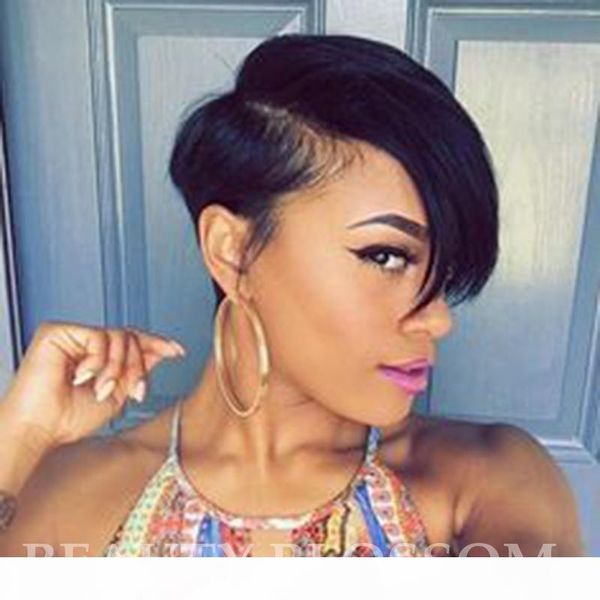 

wig for black women short bob silky straight hair wigs with bangs natural black human hair wigs full lace wig front lace wig, Black;brown