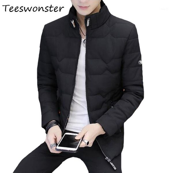 

mens 2020 winter big size plaid windbreakers cotton parka padded jacket stand windproof collar man thickening down jackets1, Black