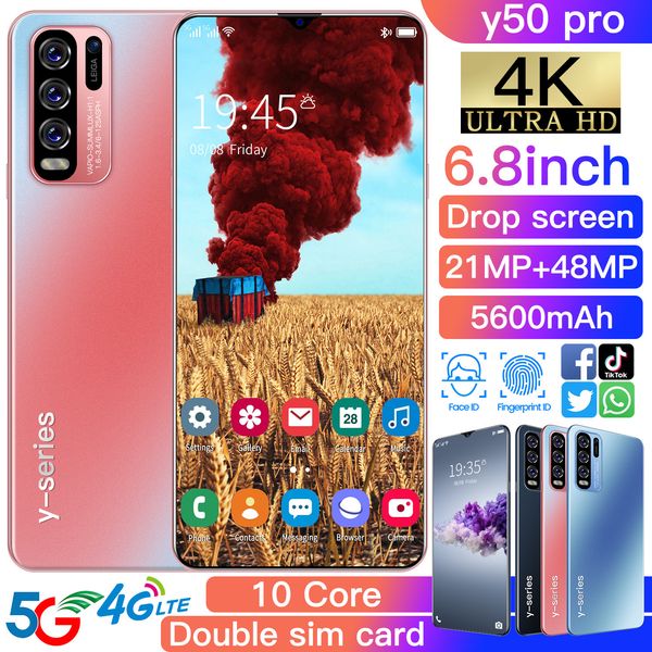 

factory direct sales 1 16 new android phone 6.53-inch water drop screen cross-border smart phone glass frosted back cover