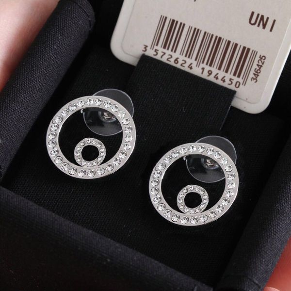 

fashion brand have stamps circle designer earrings for lady women party wedding lovers gift engagement luxury jewelry for bride with box, Golden;silver