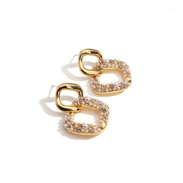 

aensoa cz crystal pearl chain drop earrings gold color shiny cubic zircon earrings for women party jewelry female1, Silver