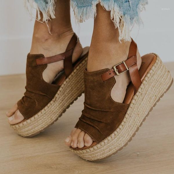 

women gladiator sandals woman platform wedges female buckle strap women's footwear ladies solid peep toe casual shoes plus size1, Black