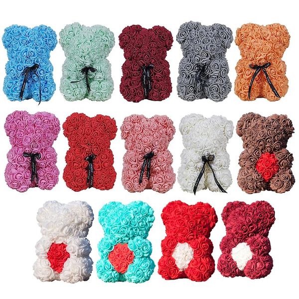 

rose bear teddy bear artificial foam roses for window display forever rose everlasting flower wedding valentines gifts